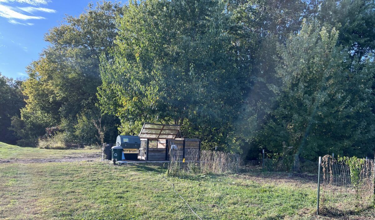 A composting system on a farm. 